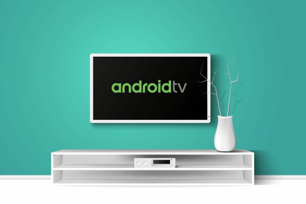 Android TV running on a television in a modern living space